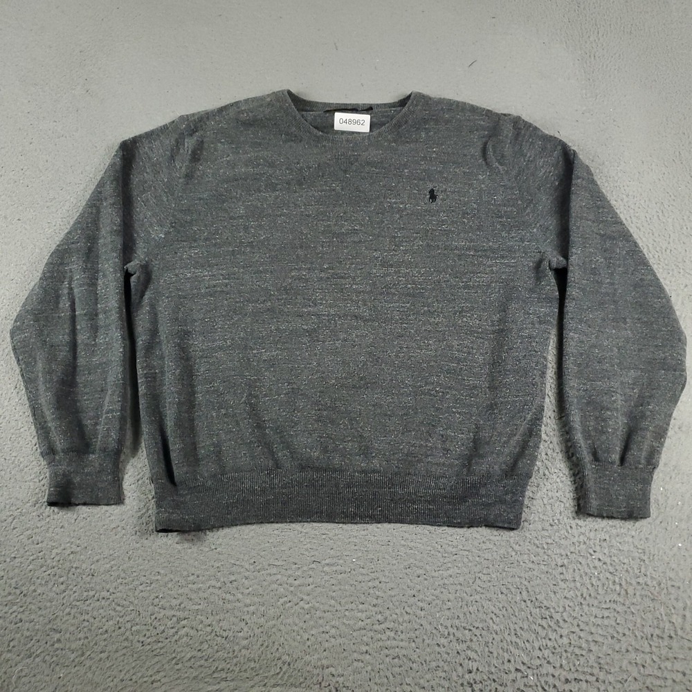 Polo Ralph Lauren Sweater Mens Large Gray Pony Casual Pullover Sweatshirt